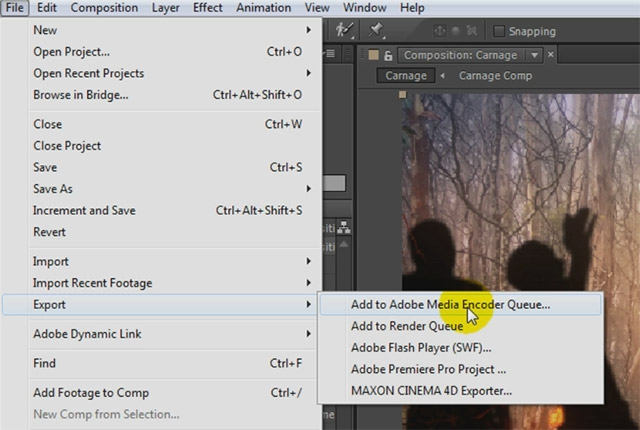 How To Export From After Effects 02 - Export Menu Option